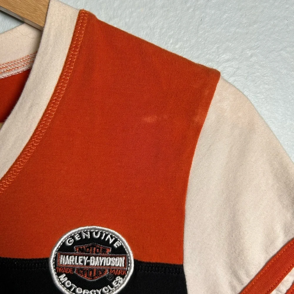 Harley-Davidson WOMEN'S CLASSIC COLORBLOCK V Neck TEE Size S - Picture 8 of 9